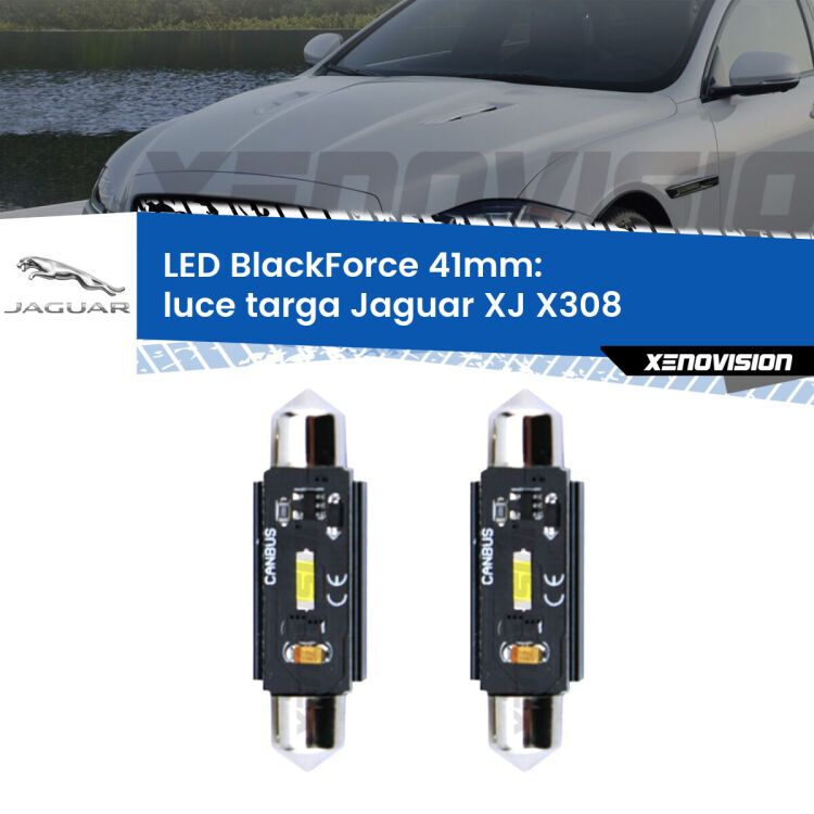 <strong>Luce Targa LED per Jaguar XJ</strong> X308 1997 - 2003. Coppia lampade <strong>C5W</strong> 41mm modello BlackForce canbus.