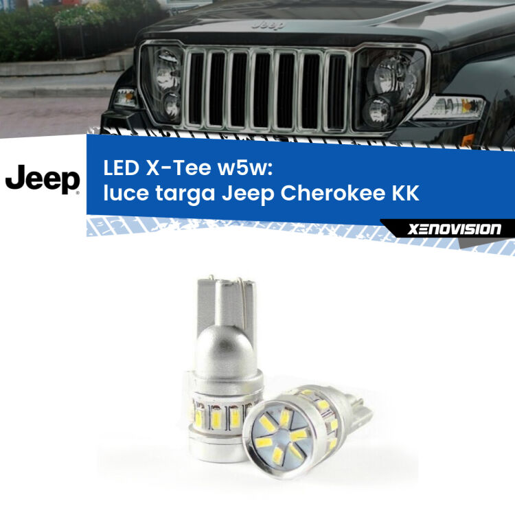 <strong>LED luce targa per Jeep Cherokee</strong> KK 2008 - 2013. Lampade <strong>W5W</strong> modello X-Tee Xenovision top di gamma.