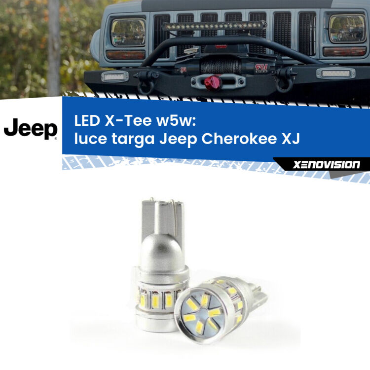 <strong>LED luce targa per Jeep Cherokee</strong> XJ 1984 - 2001. Lampade <strong>W5W</strong> modello X-Tee Xenovision top di gamma.