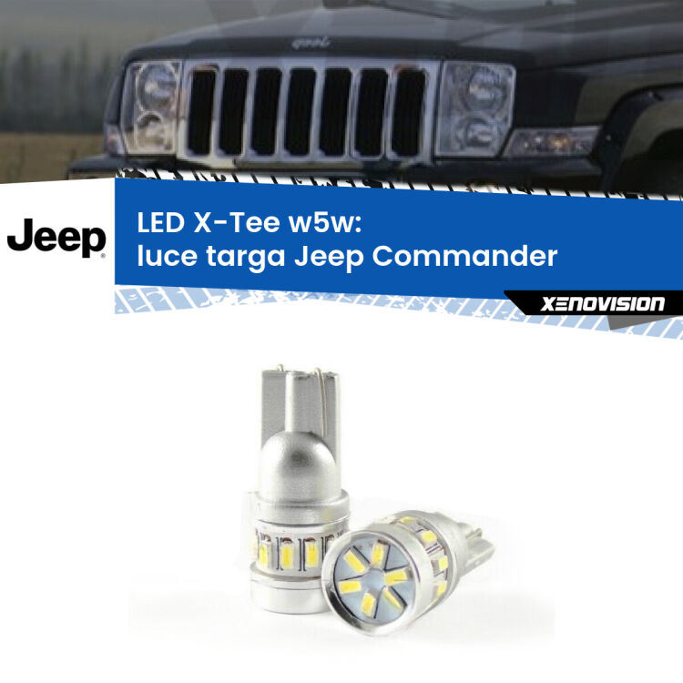 <strong>LED luce targa per Jeep Commander</strong>  2005 - 2010. Lampade <strong>W5W</strong> modello X-Tee Xenovision top di gamma.