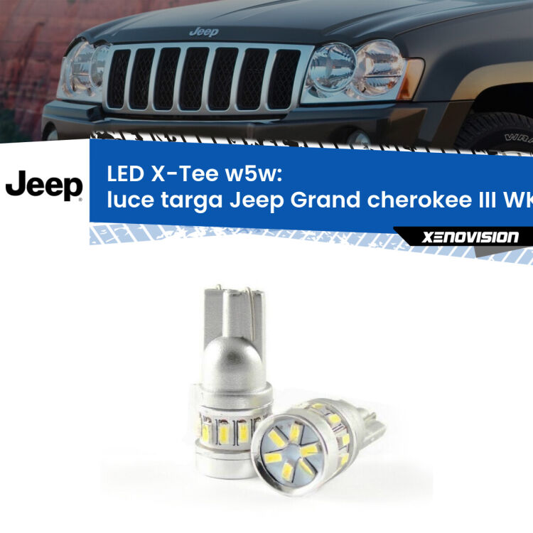 <strong>LED luce targa per Jeep Grand cherokee III</strong> WK 2005 - 2010. Lampade <strong>W5W</strong> modello X-Tee Xenovision top di gamma.