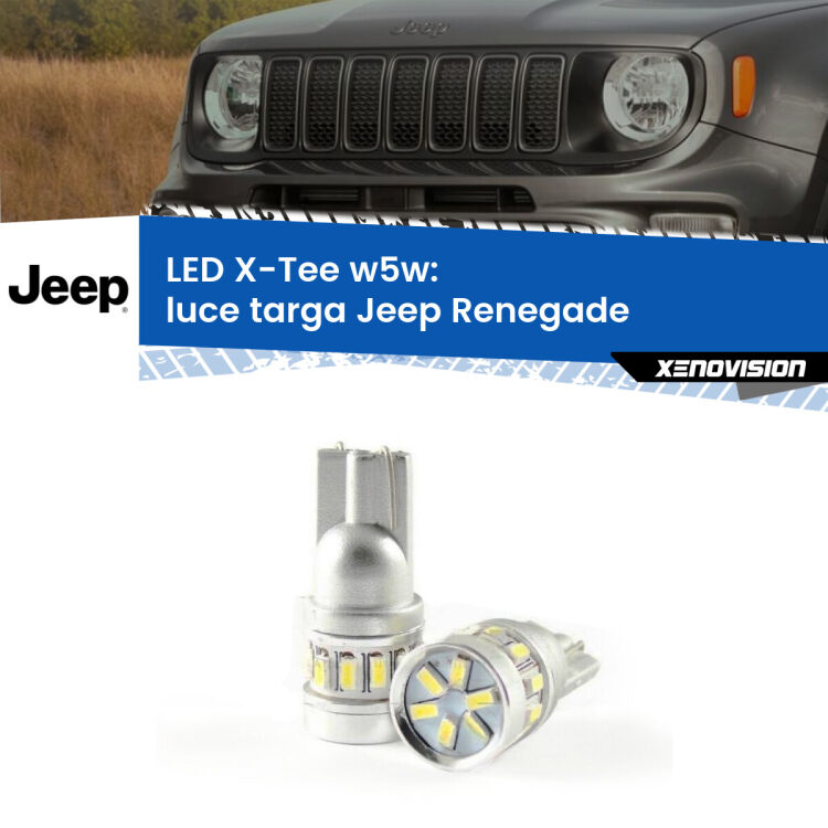 <strong>LED luce targa per Jeep Renegade</strong>  2014 in poi. Lampade <strong>W5W</strong> modello X-Tee Xenovision top di gamma.