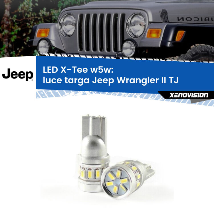 <strong>LED luce targa per Jeep Wrangler II</strong> TJ 1996 - 2005. Lampade <strong>W5W</strong> modello X-Tee Xenovision top di gamma.