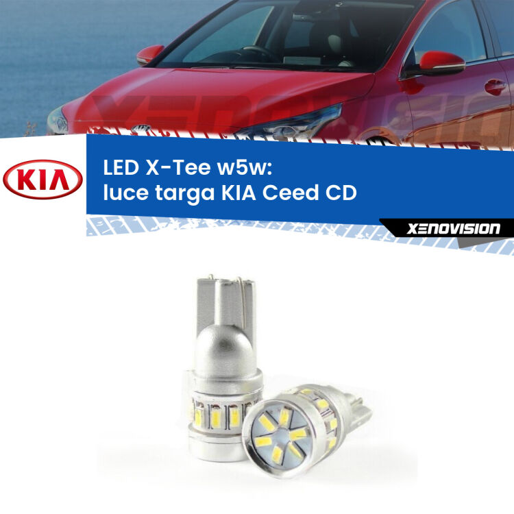 <strong>LED luce targa per KIA Ceed</strong> CD 2018 in poi. Lampade <strong>W5W</strong> modello X-Tee Xenovision top di gamma.