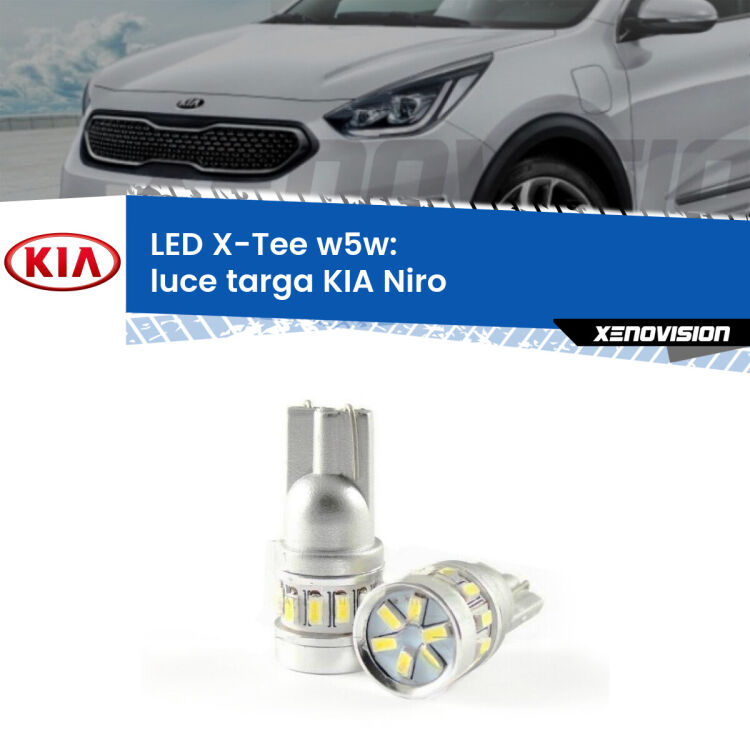 <strong>LED luce targa per KIA Niro</strong>  2016 in poi. Lampade <strong>W5W</strong> modello X-Tee Xenovision top di gamma.