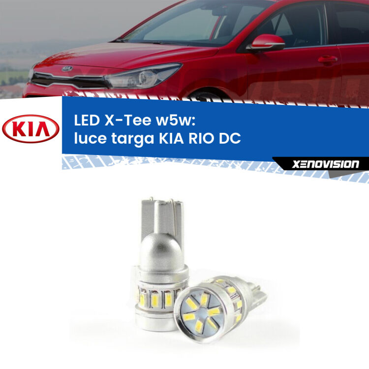 <strong>LED luce targa per KIA RIO</strong> DC 1999 - 2004. Lampade <strong>W5W</strong> modello X-Tee Xenovision top di gamma.