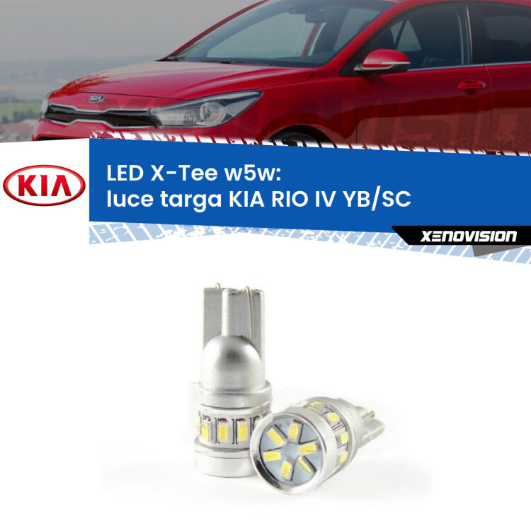 <strong>LED luce targa per KIA RIO IV</strong> YB/SC 2016 in poi. Lampade <strong>W5W</strong> modello X-Tee Xenovision top di gamma.