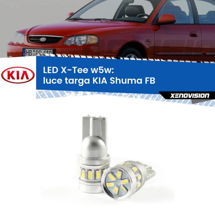 <strong>LED luce targa per KIA Shuma</strong> FB 1997 - 2000. Lampade <strong>W5W</strong> modello X-Tee Xenovision top di gamma.