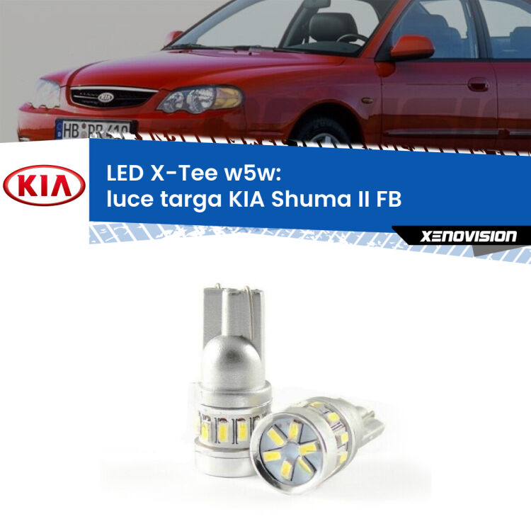 <strong>LED luce targa per KIA Shuma II</strong> FB 2001 - 2004. Lampade <strong>W5W</strong> modello X-Tee Xenovision top di gamma.