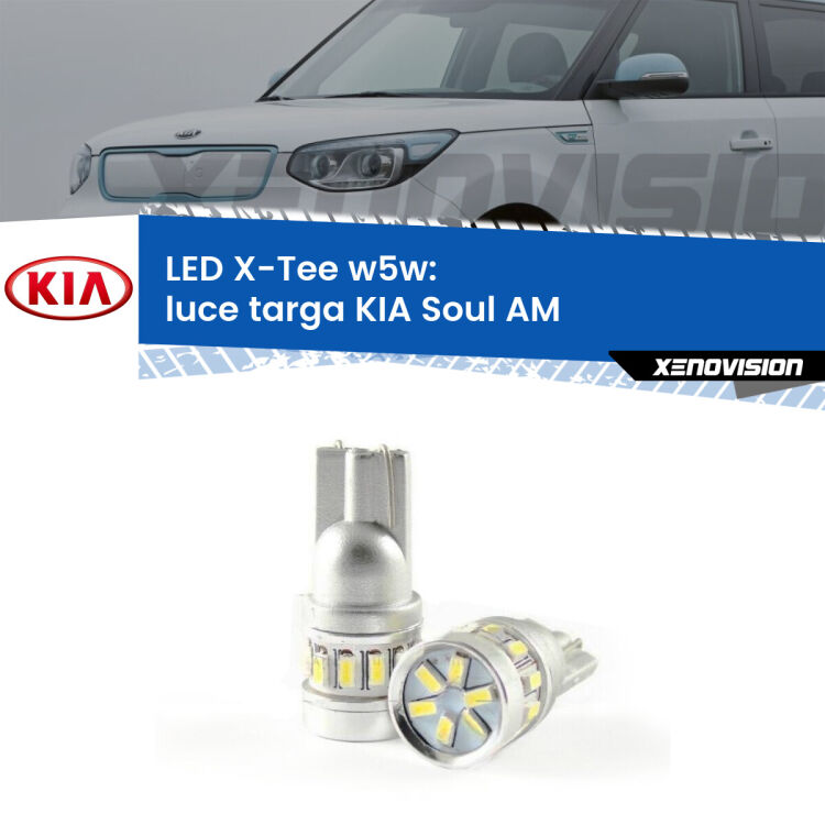 <strong>LED luce targa per KIA Soul</strong> AM 2009 - 2014. Lampade <strong>W5W</strong> modello X-Tee Xenovision top di gamma.