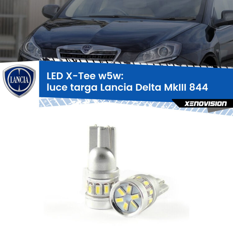 <strong>LED luce targa per Lancia Delta MkIII</strong> 844 2008 - 2014. Lampade <strong>W5W</strong> modello X-Tee Xenovision top di gamma.