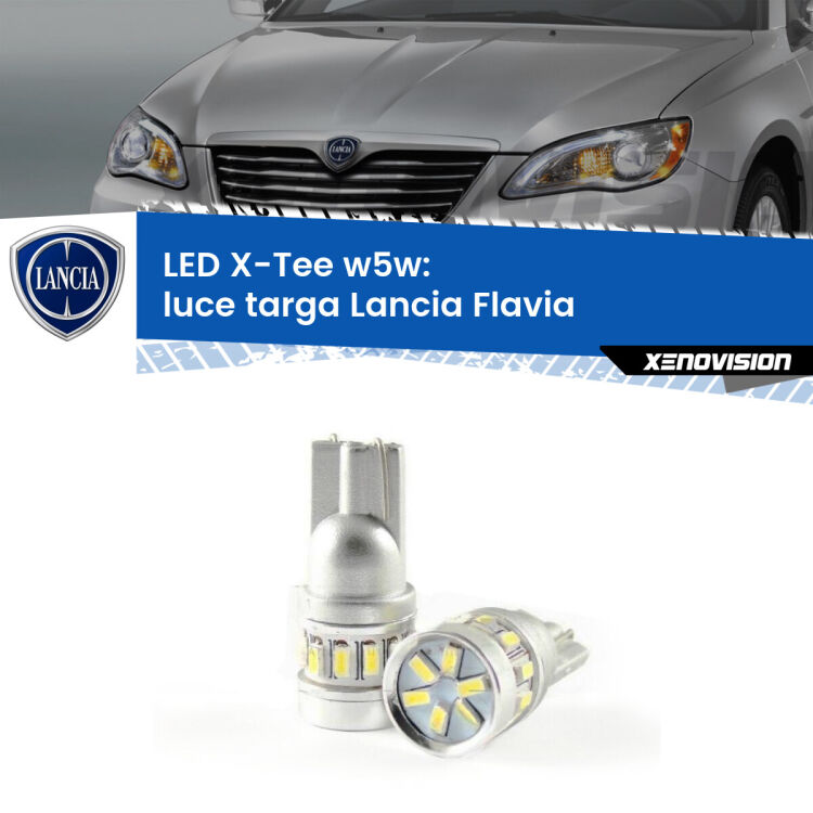 <strong>LED luce targa per Lancia Flavia</strong>  2012 - 2014. Lampade <strong>W5W</strong> modello X-Tee Xenovision top di gamma.