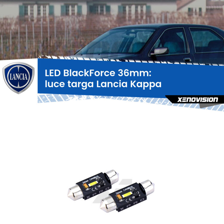 <strong>LED luce targa 36mm per Lancia Kappa</strong>  1994 - 2001. Coppia lampadine <strong>C5W</strong>modello BlackForce Xenovision.