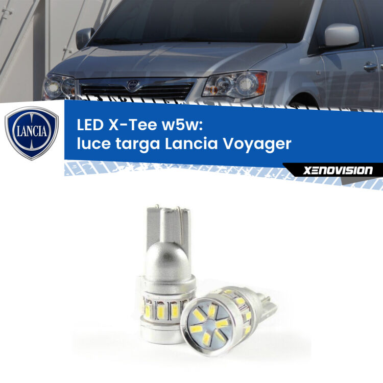 <strong>LED luce targa per Lancia Voyager</strong>  2011 - 2014. Lampade <strong>W5W</strong> modello X-Tee Xenovision top di gamma.