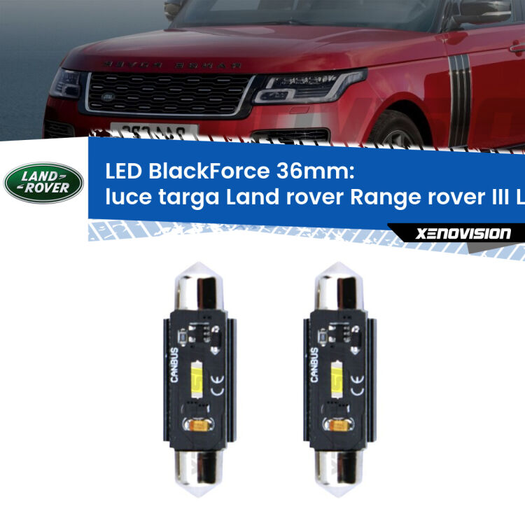 <strong>Luce Targa LED per Land rover Range rover III</strong> L322 2002 - 2012. Coppia lampade <strong>C5W</strong> 36mm modello BlackForce canbus.