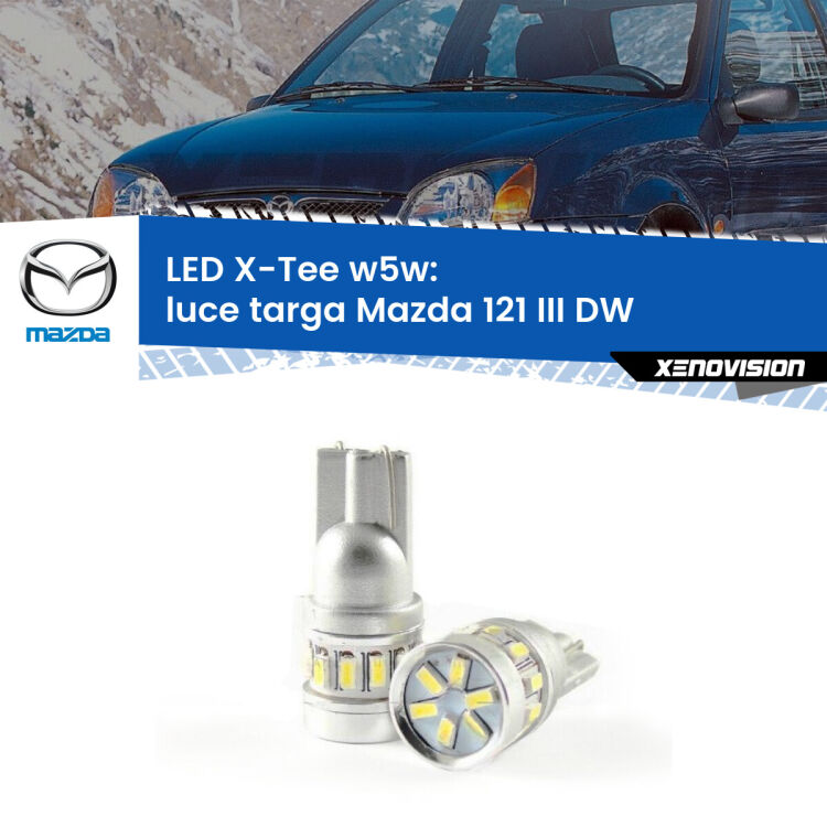 <strong>LED luce targa per Mazda 121 III</strong> DW 1996 - 2003. Lampade <strong>W5W</strong> modello X-Tee Xenovision top di gamma.