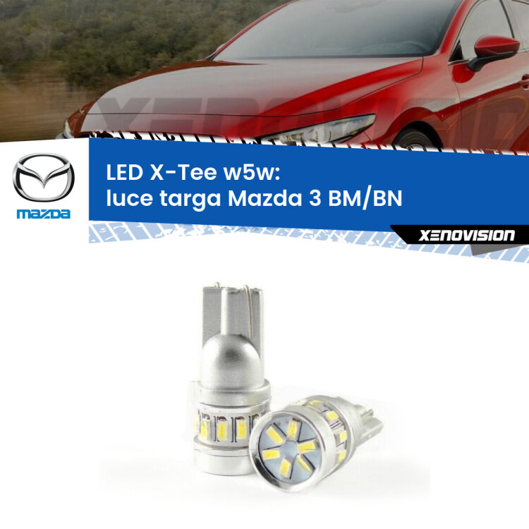 <strong>LED luce targa per Mazda 3</strong> BM/BN 2013 - 2018. Lampade <strong>W5W</strong> modello X-Tee Xenovision top di gamma.