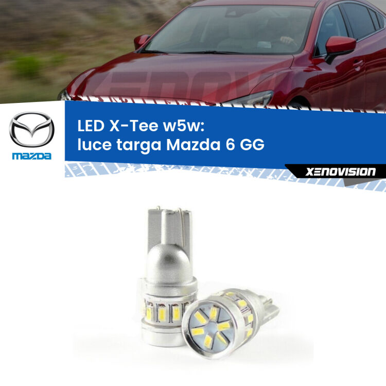 <strong>LED luce targa per Mazda 6</strong> GG 2002 - 2007. Lampade <strong>W5W</strong> modello X-Tee Xenovision top di gamma.