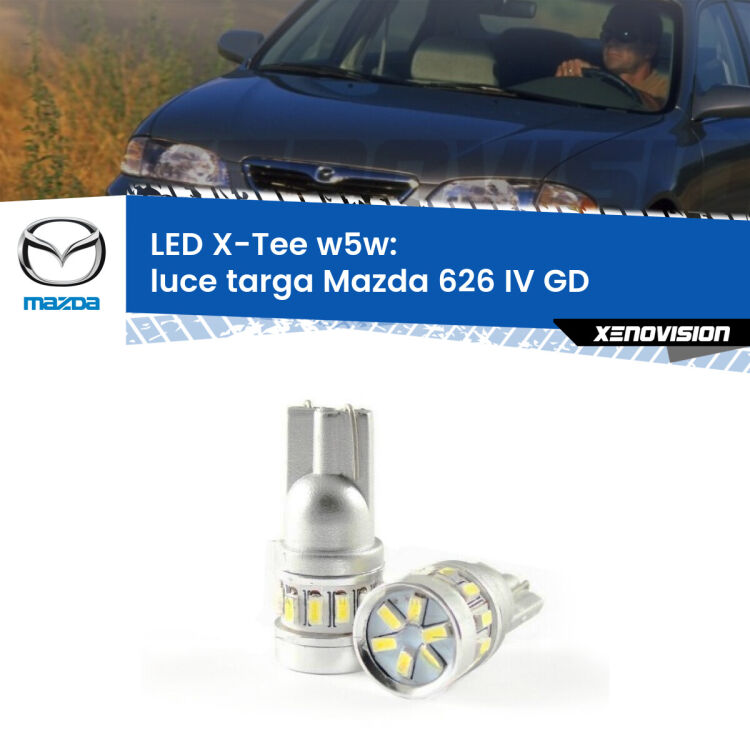 <strong>LED luce targa per Mazda 626 IV</strong> GD 1987 - 1992. Lampade <strong>W5W</strong> modello X-Tee Xenovision top di gamma.