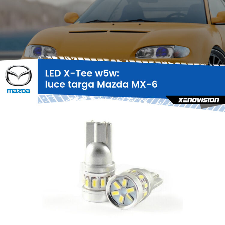 <strong>LED luce targa per Mazda MX-6</strong>  1992 - 1997. Lampade <strong>W5W</strong> modello X-Tee Xenovision top di gamma.