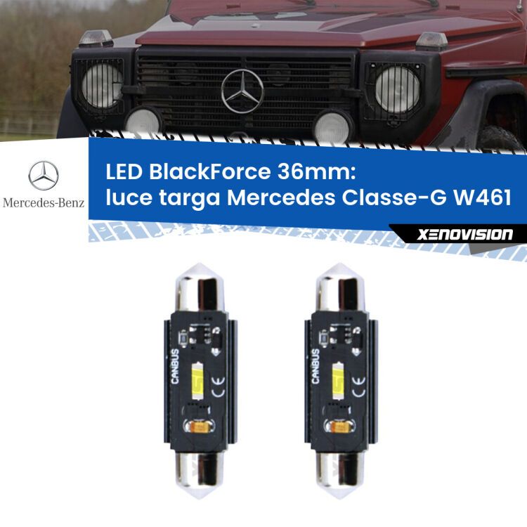 <strong>Luce Targa LED per Mercedes Classe-G</strong> W461 1990 - 2000. Coppia lampade <strong>C5W</strong> 36mm modello BlackForce canbus.