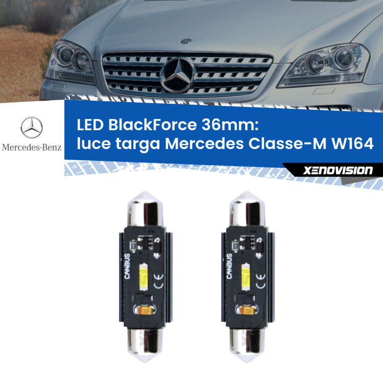 <strong>Luce Targa LED per Mercedes Classe-M</strong> W164 2005 - 2011. Coppia lampade <strong>C5W</strong> 36mm modello BlackForce canbus.