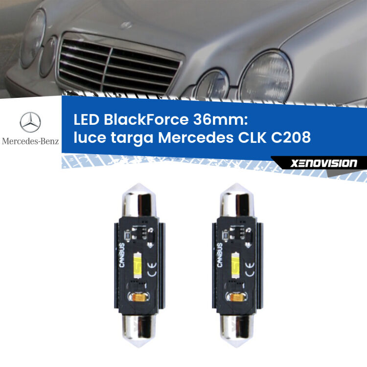 <strong>Luce Targa LED per Mercedes CLK</strong> C208 1997 - 2002. Coppia lampade <strong>C5W</strong> 36mm modello BlackForce canbus.