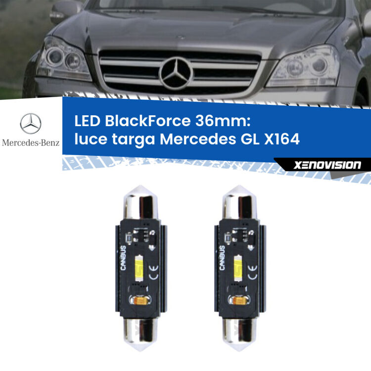 <strong>Luce Targa LED per Mercedes GL</strong> X164 2006 - 2012. Coppia lampade <strong>C5W</strong> 36mm modello BlackForce canbus.