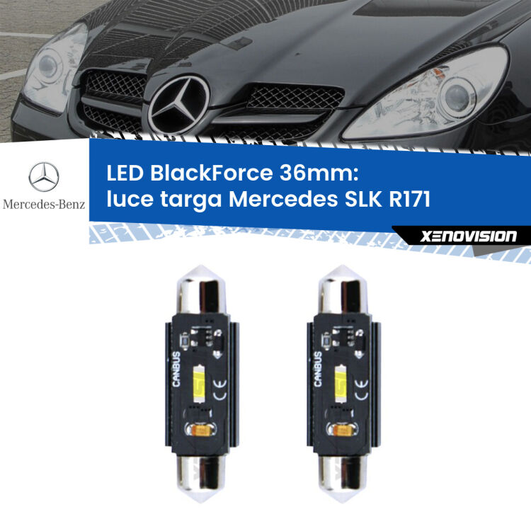 <strong>Luce Targa LED per Mercedes SLK</strong> R171 2004 - 2011. Coppia lampade <strong>C5W</strong> 36mm modello BlackForce canbus.