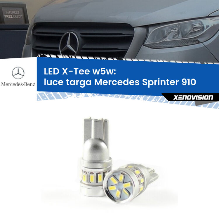 <strong>LED luce targa per Mercedes Sprinter</strong> 910 2018 in poi. Lampade <strong>W5W</strong> modello X-Tee Xenovision top di gamma.