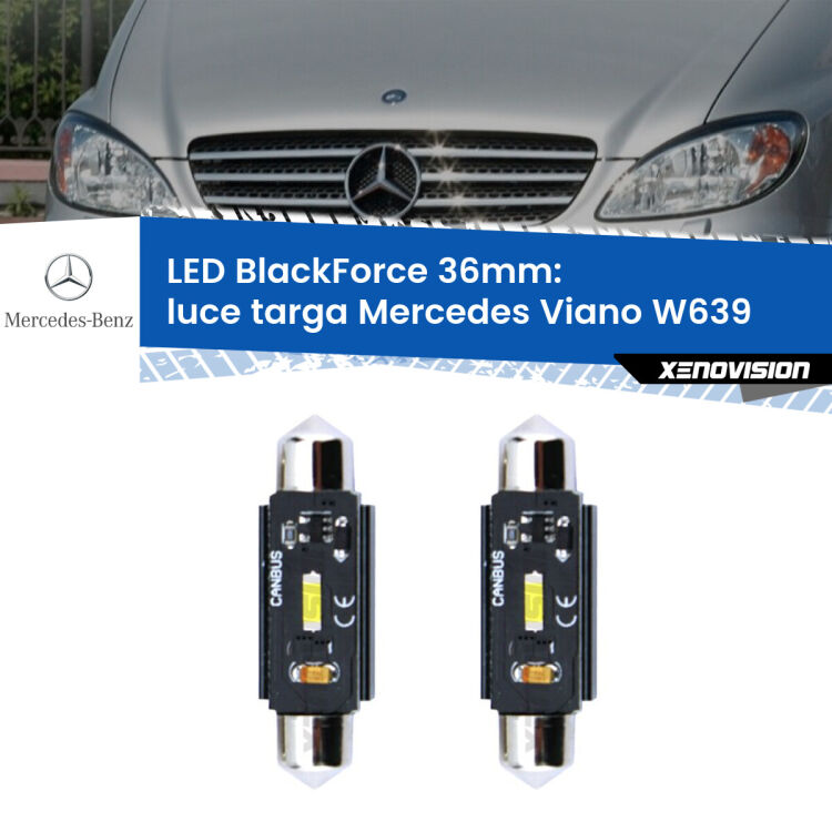 <strong>Luce Targa LED per Mercedes Viano</strong> W639 2003 - 2004. Coppia lampade <strong>C5W</strong> 36mm modello BlackForce canbus.