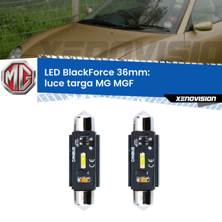 <strong>Luce Targa LED per MG MGF</strong>  1995 - 2002. Coppia lampade <strong>C5W</strong> 36mm modello BlackForce canbus.