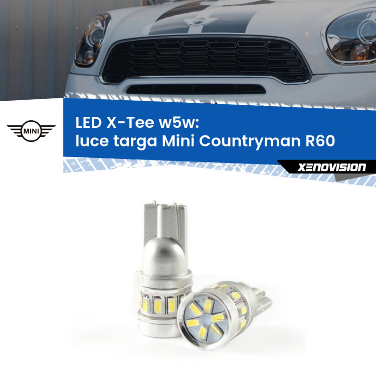 <strong>LED luce targa per Mini Countryman</strong> R60 2010 - 2016. Lampade <strong>W5W</strong> modello X-Tee Xenovision top di gamma.