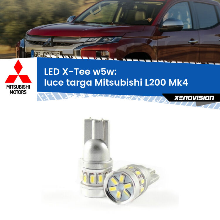 <strong>LED luce targa per Mitsubishi L200</strong> Mk4 2006 - 2014. Lampade <strong>W5W</strong> modello X-Tee Xenovision top di gamma.