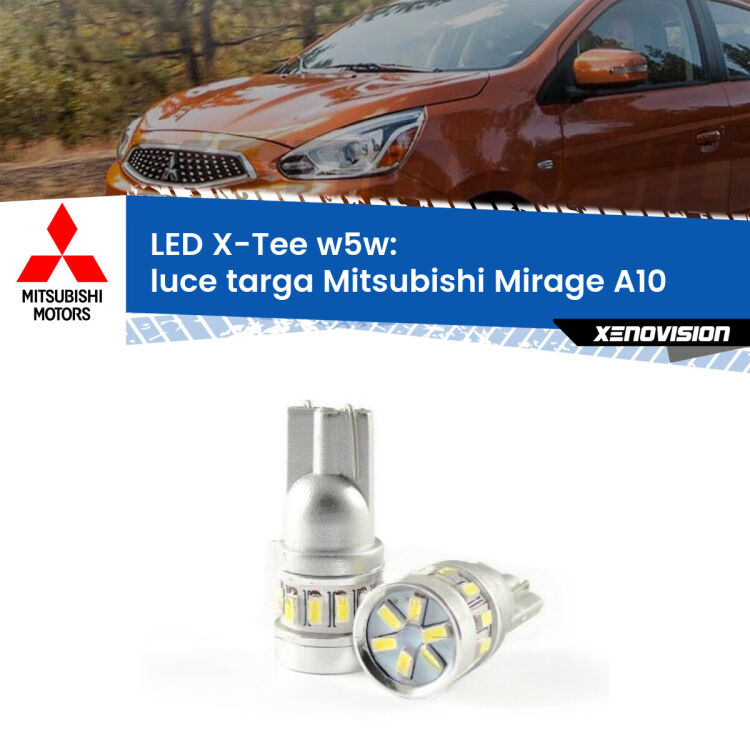 <strong>LED luce targa per Mitsubishi Mirage</strong> A10 2013 in poi. Lampade <strong>W5W</strong> modello X-Tee Xenovision top di gamma.