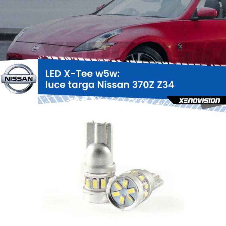 <strong>LED luce targa per Nissan 370Z</strong> Z34 2009 in poi. Lampade <strong>W5W</strong> modello X-Tee Xenovision top di gamma.