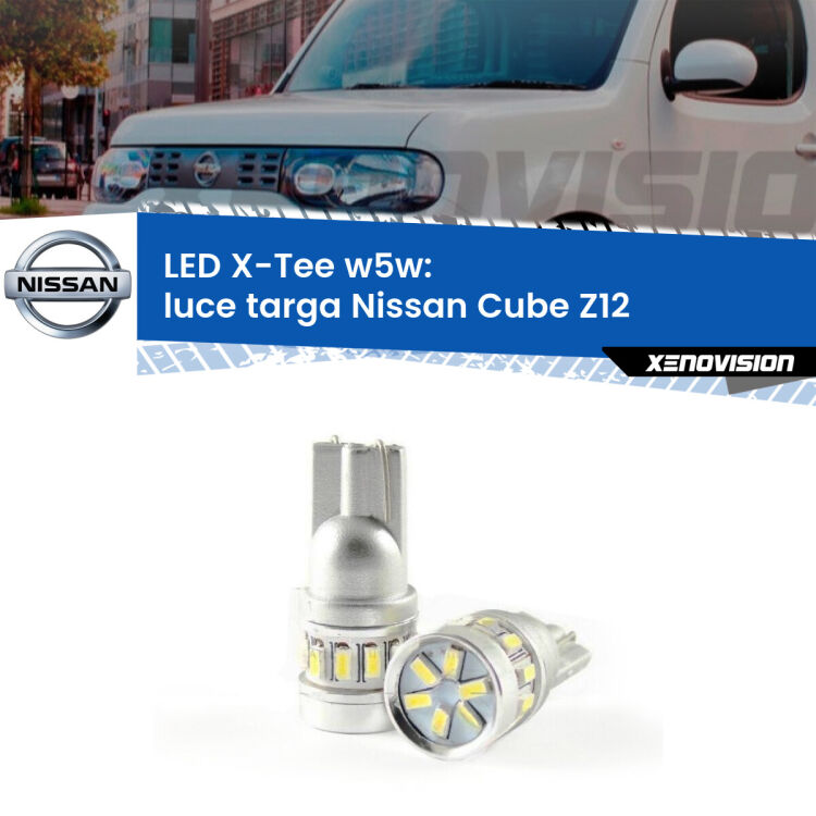 <strong>LED luce targa per Nissan Cube</strong> Z12 2008 - 2012. Lampade <strong>W5W</strong> modello X-Tee Xenovision top di gamma.