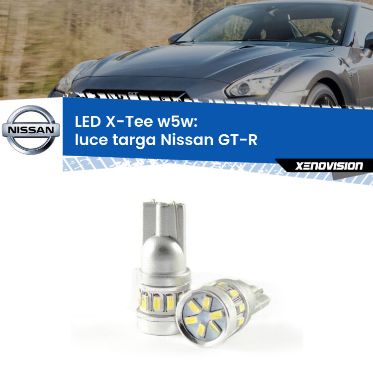 <strong>LED luce targa per Nissan GT-R</strong>  2007 in poi. Lampade <strong>W5W</strong> modello X-Tee Xenovision top di gamma.