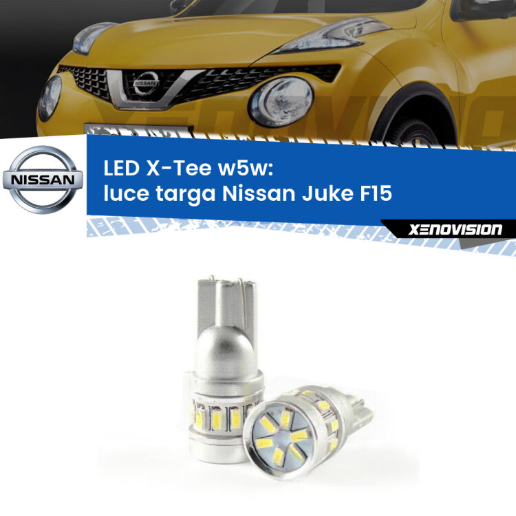 <strong>LED luce targa per Nissan Juke</strong> F15 2010 - 2018. Lampade <strong>W5W</strong> modello X-Tee Xenovision top di gamma.