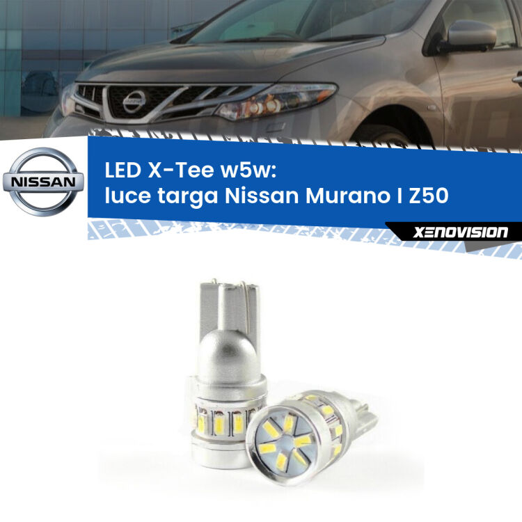 <strong>LED luce targa per Nissan Murano I</strong> Z50 2003 - 2008. Lampade <strong>W5W</strong> modello X-Tee Xenovision top di gamma.