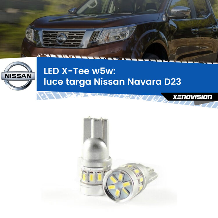 <strong>LED luce targa per Nissan Navara</strong> D23 2014 in poi. Lampade <strong>W5W</strong> modello X-Tee Xenovision top di gamma.