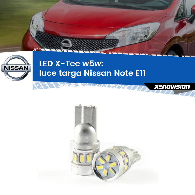 <strong>LED luce targa per Nissan Note</strong> E11 2006 - 2013. Lampade <strong>W5W</strong> modello X-Tee Xenovision top di gamma.