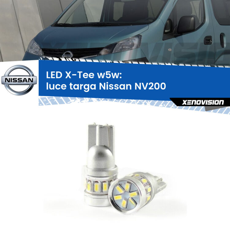 <strong>LED luce targa per Nissan NV200</strong>  2010 - 2019. Lampade <strong>W5W</strong> modello X-Tee Xenovision top di gamma.