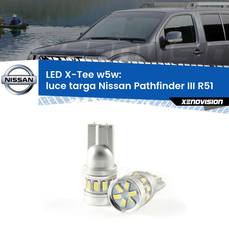 <strong>LED luce targa per Nissan Pathfinder III</strong> R51 2005 - 2011. Lampade <strong>W5W</strong> modello X-Tee Xenovision top di gamma.