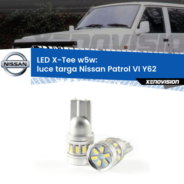 <strong>LED luce targa per Nissan Patrol VI</strong> Y62 2010 in poi. Lampade <strong>W5W</strong> modello X-Tee Xenovision top di gamma.