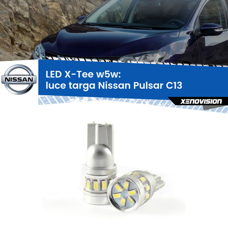 <strong>LED luce targa per Nissan Pulsar</strong> C13 2014 - 2018. Lampade <strong>W5W</strong> modello X-Tee Xenovision top di gamma.