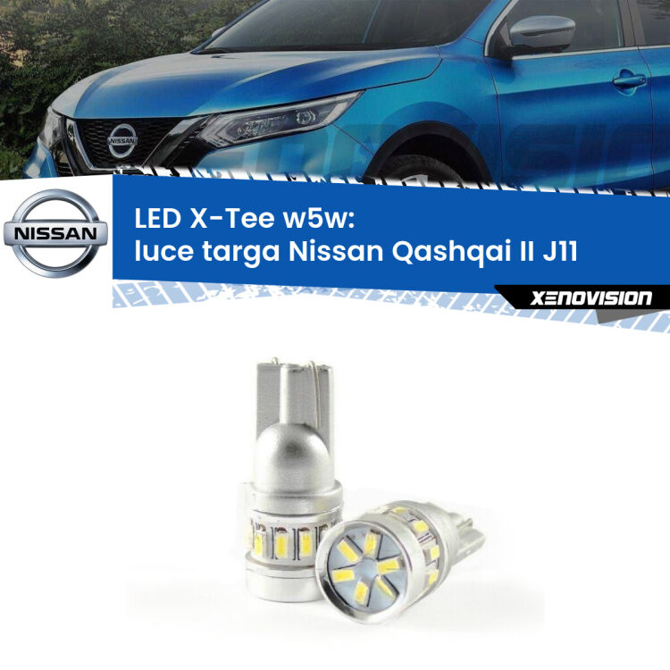 <strong>LED luce targa per Nissan Qashqai II</strong> J11 2014 in poi. Lampade <strong>W5W</strong> modello X-Tee Xenovision top di gamma.