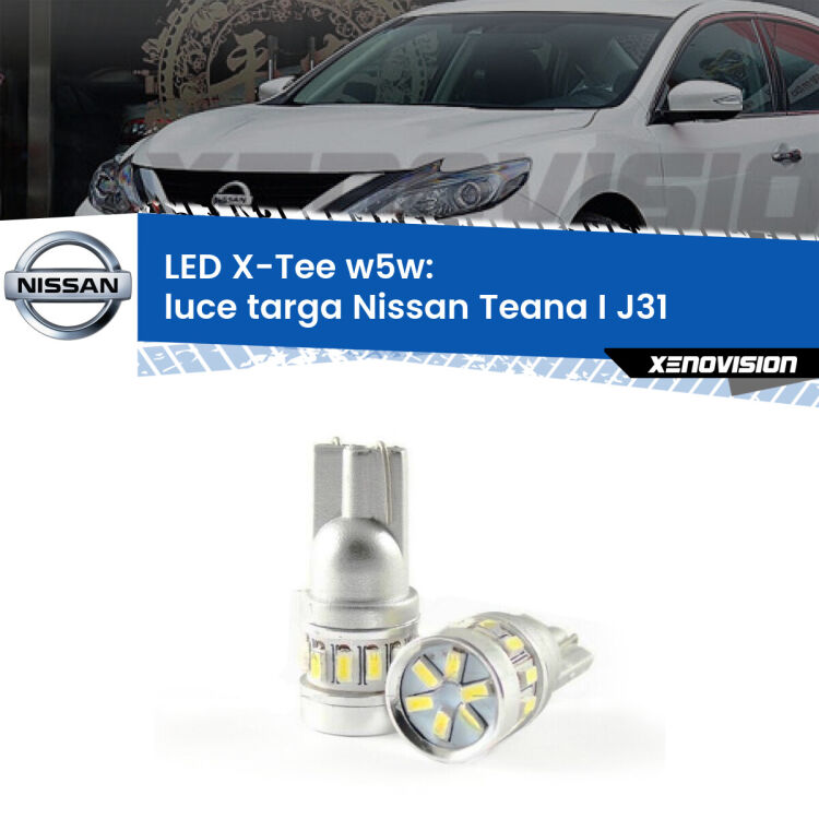 <strong>LED luce targa per Nissan Teana I</strong> J31 2003 - 2008. Lampade <strong>W5W</strong> modello X-Tee Xenovision top di gamma.