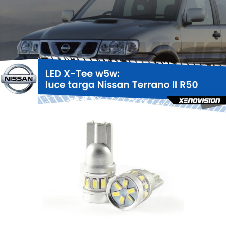 <strong>LED luce targa per Nissan Terrano II</strong> R50 1997 - 2004. Lampade <strong>W5W</strong> modello X-Tee Xenovision top di gamma.