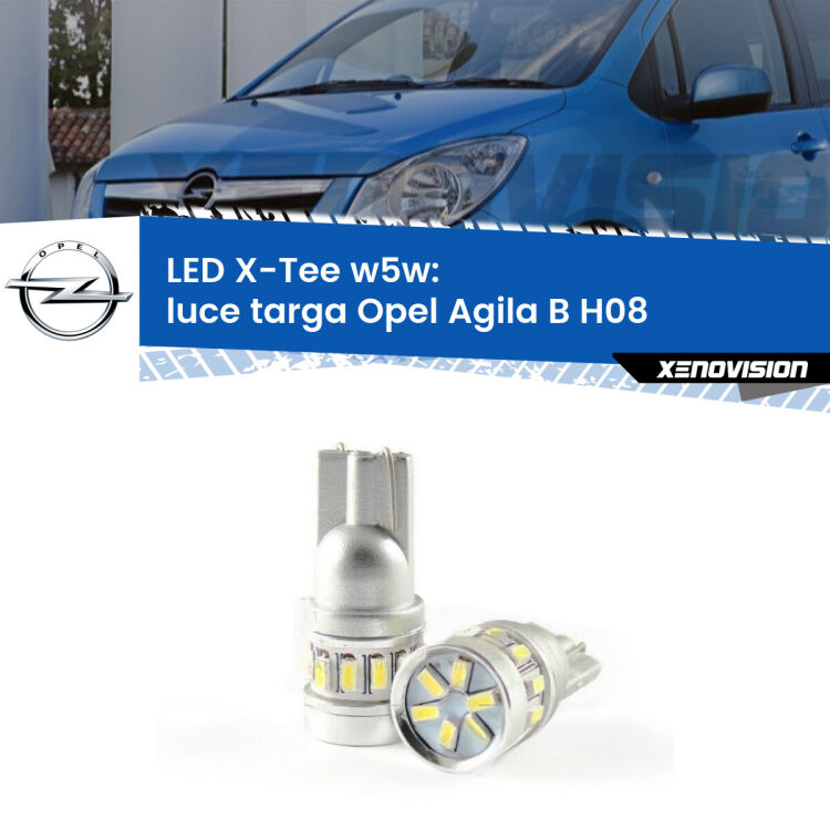 <strong>LED luce targa per Opel Agila B</strong> H08 2008 - 2014. Lampade <strong>W5W</strong> modello X-Tee Xenovision top di gamma.